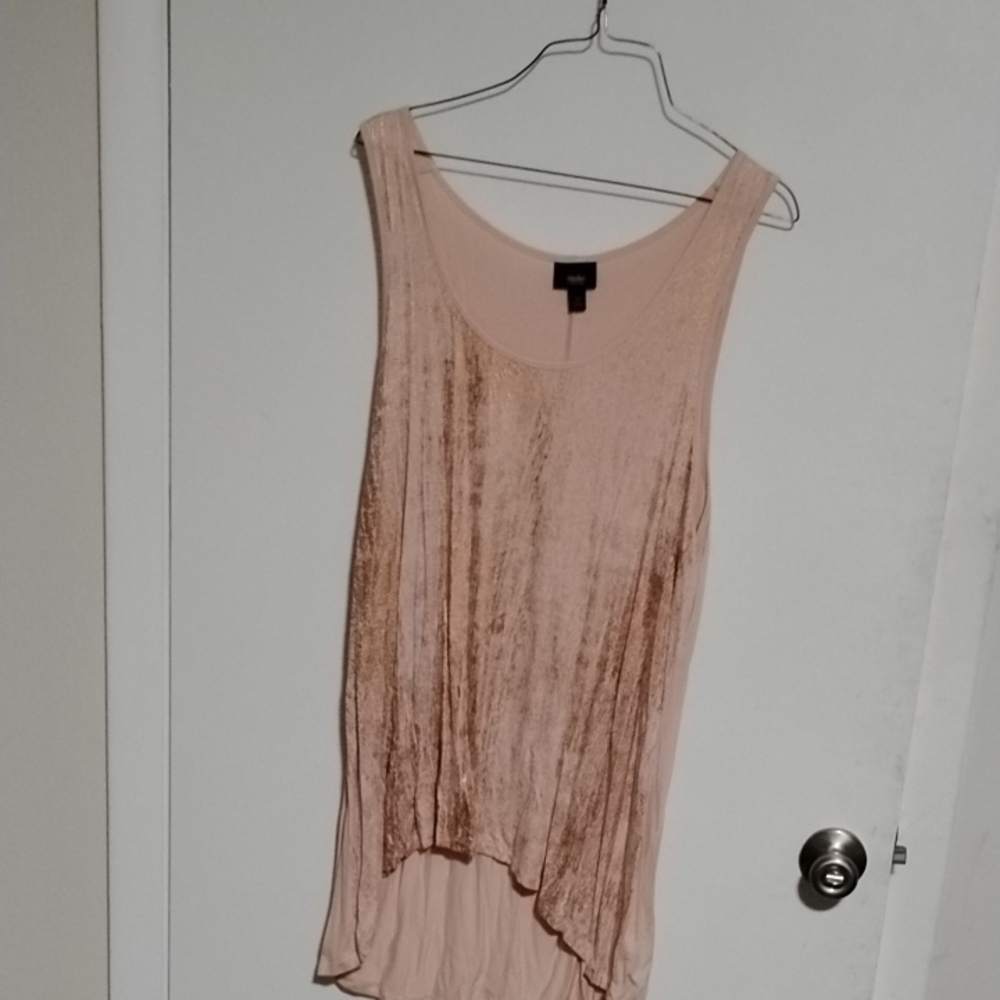 Pink Scoop Neck Asymmetrical Tank Top